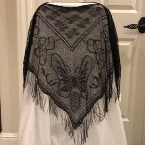 Lace Black Evening Poncho/Shawl